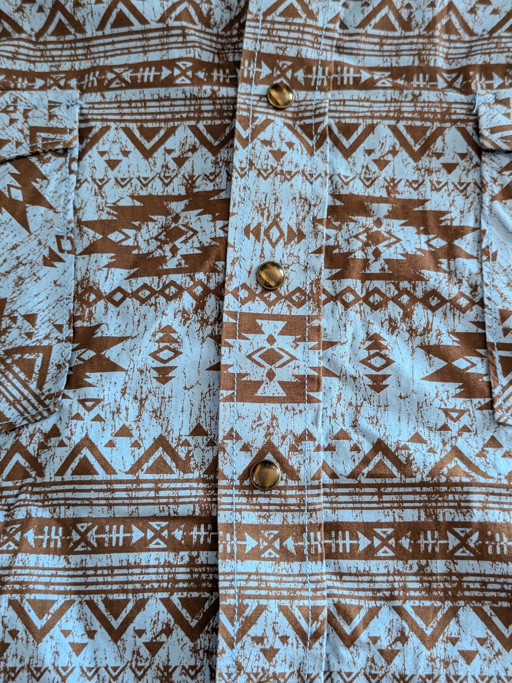 Panhandle Rough Stock Shirt XXL Pearl Snap Long Sleeve Southwest Blue Western - Picture 4 of 9